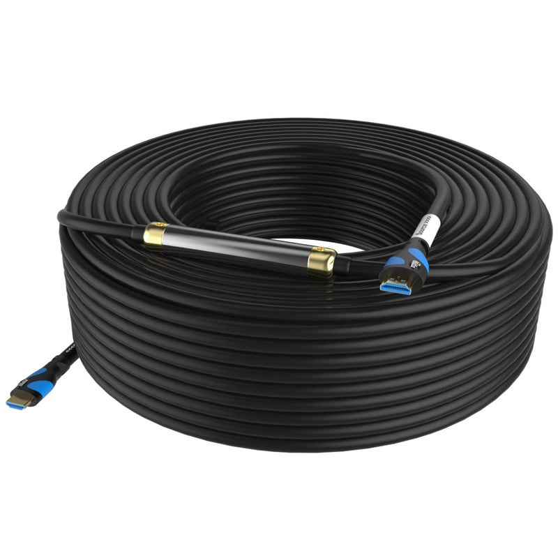 Postta HDMI Cable 100 Feet 4K HDMI2.0 Cable with Built-in Signal Booster Support 4K(2160P),3D,1080P,Ethernet,Audio Return(ARC)-(Black-Pale Blue) - Image 1